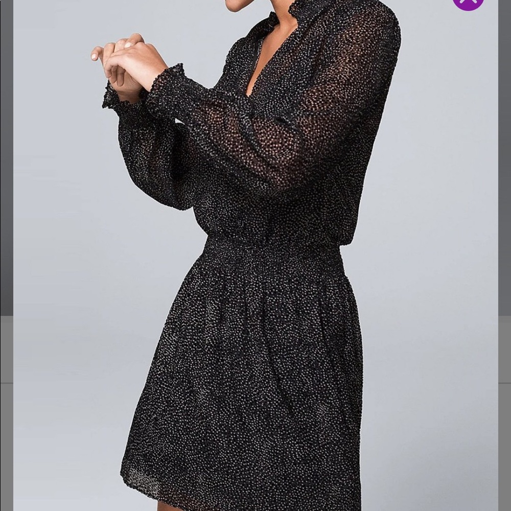 White House Black Market Blouson V-Necked Dress